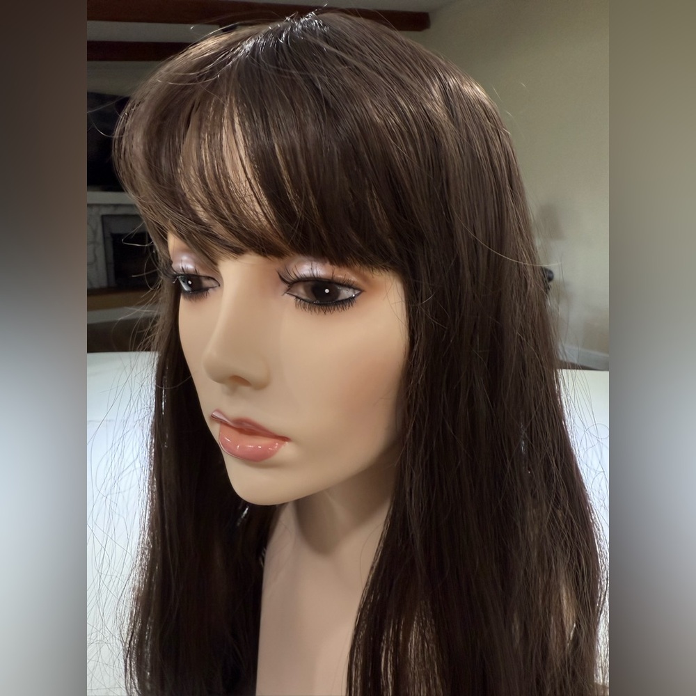 HAIR, 22” Straight with Bangs, Center Part, Brown - Picture 5 of 13